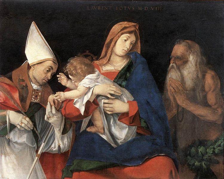 Lorenzo Lotto Madonna and Child with St Ignatius of Antioch and St Onophrius Germany oil painting art